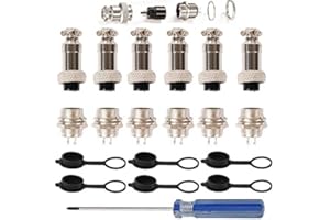 RUNCCI-YUN 6Pcs GX16-2Pin Aviación Conector, 5A Aviación Enchufe, 16MM Rosca Metal Macho Hembra Panel Aviación Conector Enchufe, con Goma Tapa Protectora y Destornillador Phillips