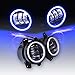 Produktbild Omotor Jeep Wrangler Foglight Pair 60W 4 Inch Round Cree Led Fog Light Blue Halo Ring & White Lamp DRL Bulb Angle Eyes for Jeep Wrangler JK LJ TJ Headlight Auto Driving Offroad Lamp Accessories