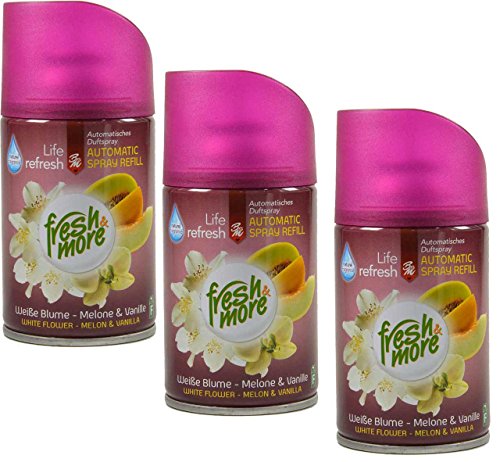 3x Fresh&More Weiße Blume-Melone & Vanille Für Air Wick Freshmatic Max - 250ml