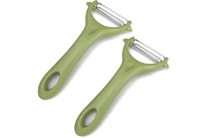 ILantule Lot de 2 Éplucheur Universel,Econome Legumes Inox Eplucheur Legumes Manuel Eplucheur Pomme de Terre Poignée Ergonomique,Lavable au Lave-Vaisselle(Vert02)