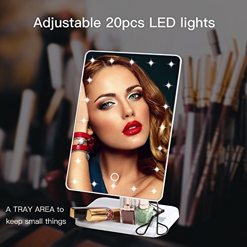 Qivange beleuchter Make-up-Spiegel Kosmetikspiegel mit 20 LED Licht für Rasier Tisch Badzimmer Spiegel (Weiß) - 7