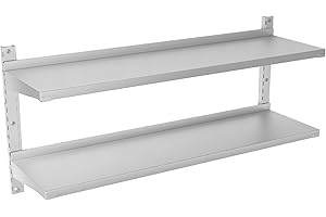 TAIMIKO 2x Stainless Steel Shelves Kitchen Wall Shelf Catering Storage Bathroom Shower Corrosion Resistant (120x32cm)
