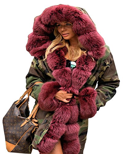 Lady Fur Oversized Hooded Women Fishtail Military Parka Jacket