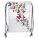 Produktbild Trsdshorts Drawstring Backpacks Bags,Rainbow,Nature Inspired Butterflies in Various Sizes Rainbow Colors Natural Vibes Good Mood Decorative,Multicolor Soft Satin,5 Liter Capacity,Adjustable S
