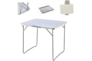 EFAN Folding Camping Table, Portable Picnic Table, Foldable Lightweight Table For Indoor Outdoor Garden Party Picnic Camping Dining, Unfold Size 80x60x69cm, Aluminum White