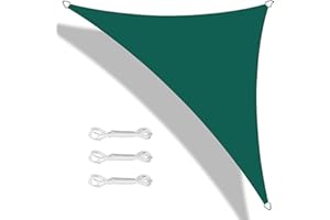 Teynewer Sun Shade Sail Triangle 2x2x2m Waterproof Shade Sail for Outdoor Garden Patio Party 98% UV Block Sunscreen Awning Canopy Sunsail with Free Rope, Green