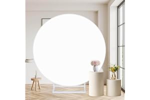 MEHOFOND 6.56 Feet (2Meters) Pure White Circular Background Birthday Baby Shower Wedding Custom Party Decoration Background Banner Newborn Photography Prop (Without Stand)