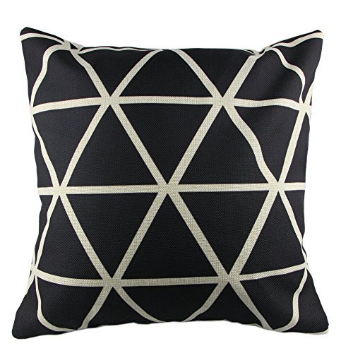 hidoon® P52 Baumwolle Leinen Überwurf Kissen Fall dekorative Kissenhülle Kissenbezug Schwarz & Weiß Geometrie Polyester Square 45,7 cm