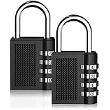 Noir 2PCS Cadenas avec Code, GOCHANGE Cadenas à Combinaison pour la Gymnastique Casier, Serrures Bagages Valise, Classeurs, la Boîte à Outils