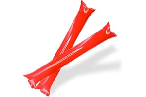 FUN FAN LINE - Pack 100 Pares de Aplaudidores hinchables de plástico Reutilizables. Accesorios de cotillón ruidosos para Fiestas y animación Deportiva. (Rojo)