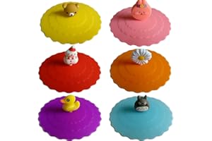 OUOQI 6 Pcs Tapa de Copa de Silicona,Reutilizable Cubierta de Taza de Antipolvo,Cubiertas de Silicona Para Tazas,Tapas de Cierre Hermético Para Tazas,Tapas de La Taza de La Bebida del Silicón (10cm)