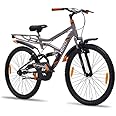 Hero Typhoon 24T Double Suspension Single Speed Bicycle for 9+ Years (Grey)