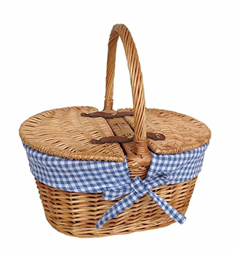 Oval blau gesäumt Picknickkorb - 2