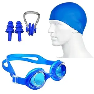 Body Maxx Swimming Kit Swimming Goggles Swimming Cap Ear Plug Nose Clip