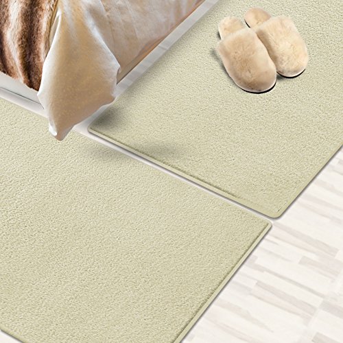 Bettumrandung Noblesse | 3 teilig, mit flauschigem Flor | verschiedene Bettvorleger Sets | schadstoffgeprüft, mit GUT-Siegel | Läufer / Brücken / Teppiche für Schlafzimmer und Jugendzimmer (Creme, SET 2: 1 mal 67×330 cm und 2 mal 67×130 cm) - 4