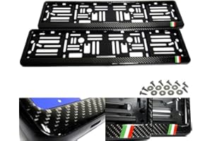 RZG 2x Czarna rama wokół tablicy rejestracyjnej z prawdziwego włókna węglowego, uchwyt na tablicę rejestracyjną samochodu, Unia Europejska, Wielka Brytania, Włochy 500 AR