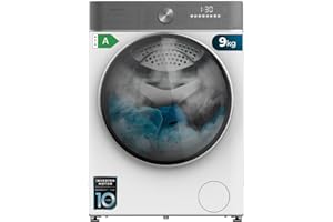 Cecotec Lavadora 9Kg Carga Frontal Bolero DressCode 9800 Inverter A 2000W, 1400 rpm, 16 Programas, Motor Inverter Plus, SteamMax, Carga automática y Display táctil XXL. Clase A, KidLock