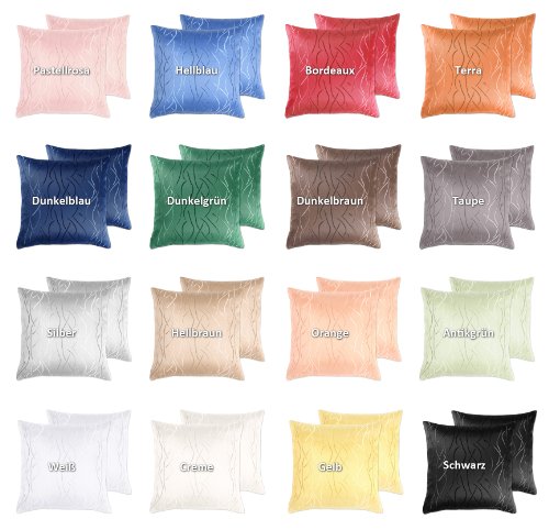 Kissenhüllen 2 Stück, FARBE wählbar, Damast Streifen, 40×40 cm, Creme, Beautex - 4