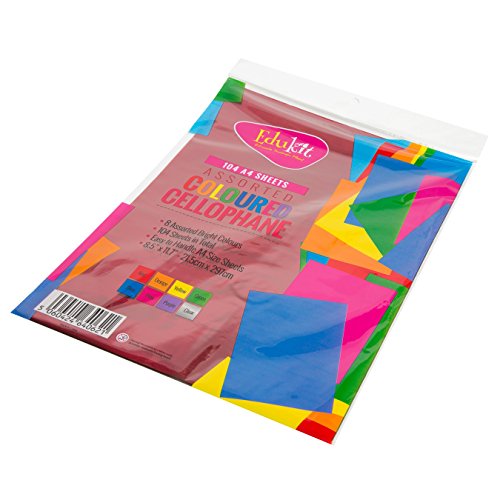 Transparentpapier DIN A4 104 Blatt, farblich sortiert in 8 Farben je 13 Blatt Faltblätter Drachenpapier bunt Bastelpapier Zellophanpapier Pergamentpapier - 2