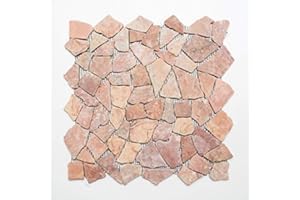 MOSANI Mosaik Bruch Marmor Naturstein rot Polygonal Rossoverona Spritzschutz Fliesenspiegel Küchenfliese Bad - MOS44-30-140