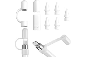 5 st ersättningstips för Apple Pencil 2 och 1:a generationen, 1 x lock, 1 x adapter, 1 x magnetiskt pennfodral, inbrottskabel, blyertspenna för Apple Pencil