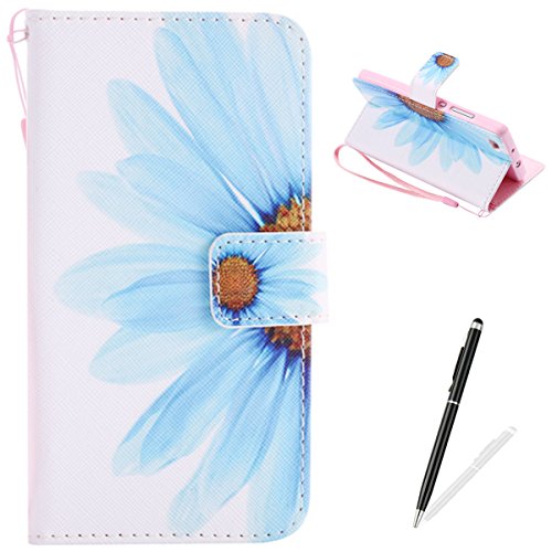 Feeltech HUAWEI P8 Lite Hülle PU-Leder und Brieftasche Bunte Muster Fall mit Magnetverschluss, Hybrid-Kickstand mit Stand-Funktion, schlagen Sie schützende weiche TPU Stoßstangenabdeckung und Kreditkartenhalter für HUAWEI P8 Lite Handgelenk Bügel-Buch-Art-Geldbeutel-Tasche mit 2 In 1 Berühren Sie Stift - Sonnenblume