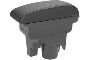 JUDANNA Auto Armlehnen Mittelarmlehne Ersatz für Golf 6 2008-2013 MK5 MK6, Doppelschicht Mittelkonsole Aufbewahrungsbox mit 3 USB-Ladeanschluss, Schwarze Nähte