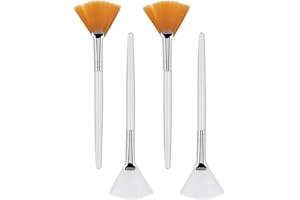 Sibba Lot de 4 Pinceaux pour le Visage Pinceaux en éVentail Pinceau Applicateur D'Acide Pinceau Maquillage avec Manche Plastique Transparent Outils D'Application Boue et la CrèMe Visage (4 PièCes)