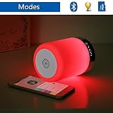 Keynice kabellosen Bluetooth Lautsprecher, Nachttisch-Lampe ,mehrfarbigem und dimmbaren,Schlummerfunktion und Wecker mit LED Zeitanzeige, Touch-Sensor, Freisprechfunktion, Gerät mit TF Kartenfunktion (weiß) - 8