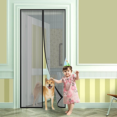 Anpro Fliegengitter Tür Moskitonetz Tür 90x210CM/ 110x220CM/ 100x220CM/ 160x230CM Insektenschutz Magnet Vorhang Fliegenvorhang für Balkontür Wohnzimmer, Schwarz - 6