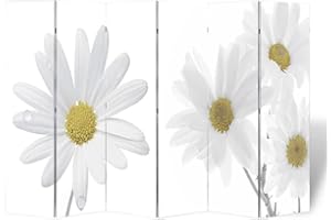 vidaXL Folding Room Divider Home Indoor Living Room Foldable Panel Decorative Furniture Privacy Screen Room Partition 85.4"x66.9" Flower