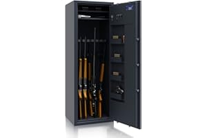 SafeHero Weapon Cabinet Class 0 EN 1143-1 Secureo Hawk 16 XL Weapon Cabinet 0 for 16 Long Weapons Long Weapon Cabinet with Key Lock Approved Weapon Cabinet Long Guns Short Guns + Ammunition