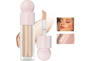 Mornery Liquid Highlighter - Contour Face Highlighter Stick/Shimmer Cream Highlighter Makeup, Light Glitter Luminizer with Cushion Applicator, Natural Looking Liquid Bronzer (02 Starlight)