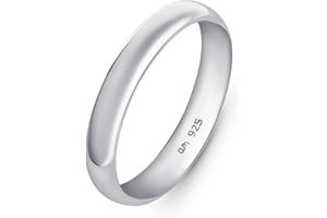 Amberta Women 925 Sterling Silver Wedding Band Ring