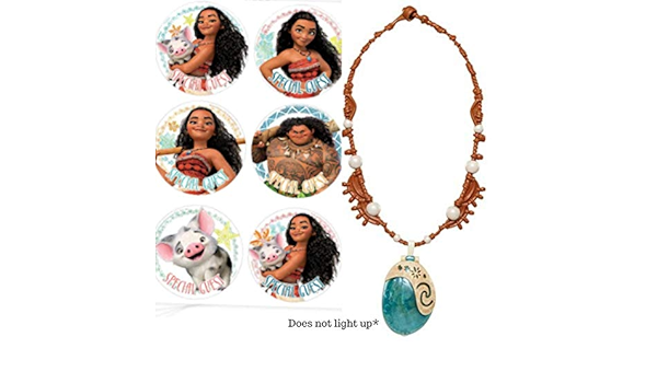 Moana Halskette Mit Bonus Moana Party Aufklebern Leuchtende Herzen Von Te Fiti Disney Kostum Fur Kinder Perfekt Fur Halloween Kostum Zubehor Oder Einfach Nur Zum Spielen Moana Zubehor Amazon De Spielzeug