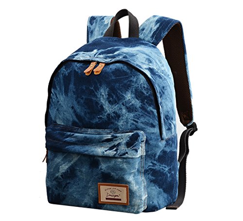 Gezu Canvas Rucksack Herren oder Damen Vintage Schulrucksack UniTasche Laptop Rucksack 15 6 Zoll Laptop GZ320  Dunkel Blau 