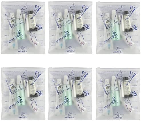 6 Pack (6 Pieces) Airplane Bag for Airport Security/Cosmetic Bag Milky and Discreet Flight Bag of Amathings