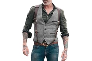 Solovedress Gilet da Abito da Uomo Elegante Tweed Panciotto Casual Smanicato Scollo a V Caccia Matrimonio Lavoro