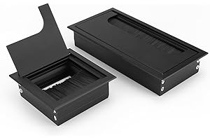Schreibtisch Kabeldurchführung, PARFCO 2 Stück Kabeldurchlass 80x80mm und 160x80mm, Staubabweisend Reduziert Ausfransen, Tisch Kabeldurchführung für Büro, Arbeitszimmer, Schlafzimmer