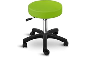‎PHYSA WELLNESS & LIFESTYLE Physa Rollhocker Drehstuhl Arbeitshocker Drehhocker Aversa Green (grün, Gestell: polierter Stahl, Sitz: PVC und Schaumstoff, Sitzhöhe: 45-58 cm, belastbar bis 150 kg)