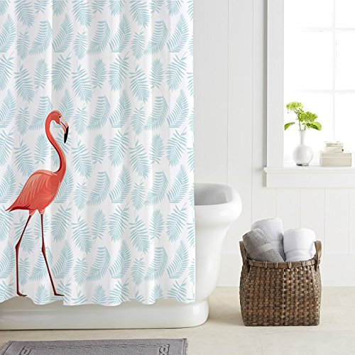 FuXing PEVA Duschvorhang Wasserdicht und Mildewproof Flamingo Digital Gedruckt Badvorhang Badezimmer Duschvorhang 180 x 200 cm - 2
