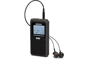 AIWA - RD-20DAB/BK Radio Digitale DAB+ Tascabile, Scansione Automatica Canali, Ricevitore FM-Stereo PLL, RDS, 32 Preset DAB+, 32 per FM, 8 h Autonomia, Ingresso Mini Jack Stereo 3.5 mm, Finitura Black