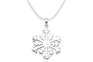 Heather Needham Silver Children's Sterling Silver Snowflake Necklace on 15” Silver chain - Size: Small 14mm. Snowflake Pendant in a Christmas Box 8174S/15