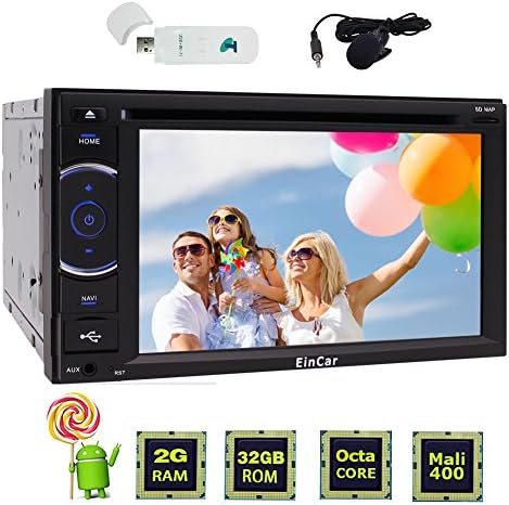 Eincar HD Multi Touchscreen 2G RAM Octa-core CPU Car Stereo Android 5.1 In Dash 2 Din GPS Navigation Car DVD Player Head Unit 6.2 inch Screen With 3G Dongle External Microphone Bluetooth Auto Rad