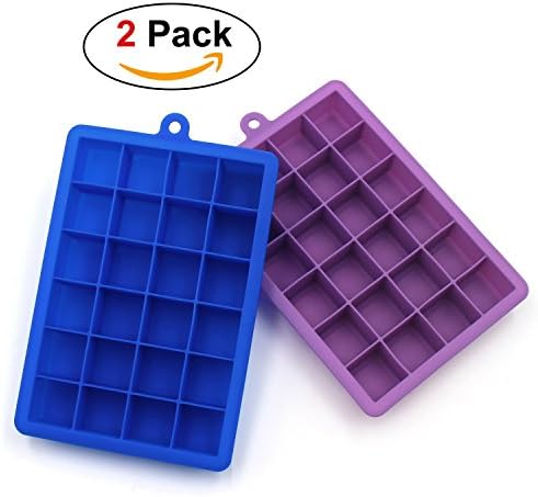 HEYMA 2Pack Silicone Ice Cube Tray, 24-Cube Washable Ice Molds Soft Silicone Ice Cube Tray Maker(Blue and Purple) (Blue and Purple)