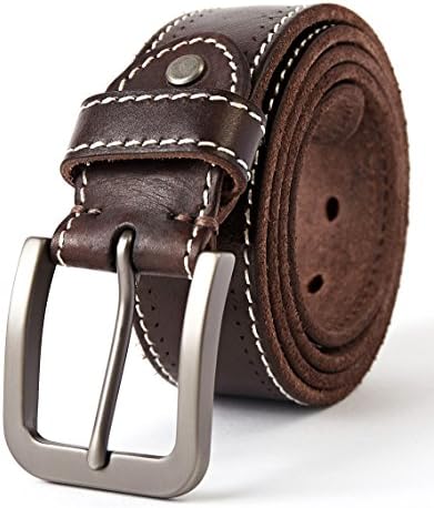Men's Leather Belt 100% Full Grain Leather with Anti-Scratch Pin Buckle