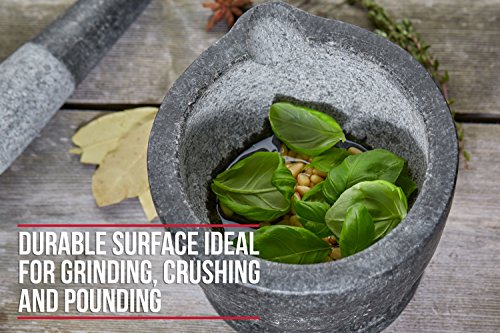 Andrew James Premium Mörser und Stößel Set aus Granit mit Ausguss – Großer 15cm Durchmesser – 2 Jahre Garantie - 8