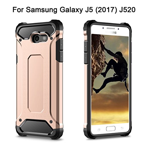 Funda Samsung Galaxy J5 2017 Coolden Galaxy J5 2017 Carcasa High Pro Shield Doble Capa TPU PC Resistente a los ara  azos Ajuste delgado Cover Choque Absorci  n Case Caso para Galaxy J520-Oro Rosa