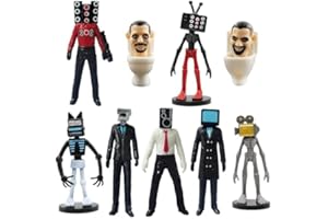 CRUNIER Set di 9 statuette da sci bidi, Toilet Statue, Toilet Figurine Set, Cameraman Toilet TV Man Action Figure, Regali da Collezione per Bambino e Amanti del Gioco