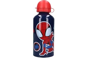 My sweety pop - Spidey Trinkflasche Blau Kinder Aluminium Kinder Kleinkind Kindergarten Schule Urlaub Mahlzeit 19cm 500ml Hydration Geschenkidee (Spidey - Blau/Rot)